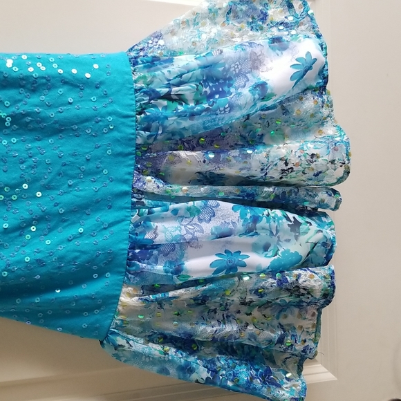 Justice Girls Dress Blue Sequin Sparkles Size 12 - Picture 4 of 7